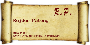 Rujder Patony névjegykártya